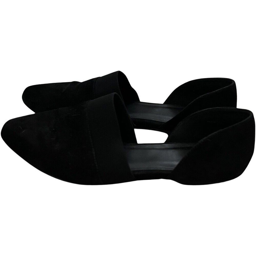Eileen Fisher Shoes Womens 7 Black Suede Flute Pointed Toe d'Orsay Flats Classic